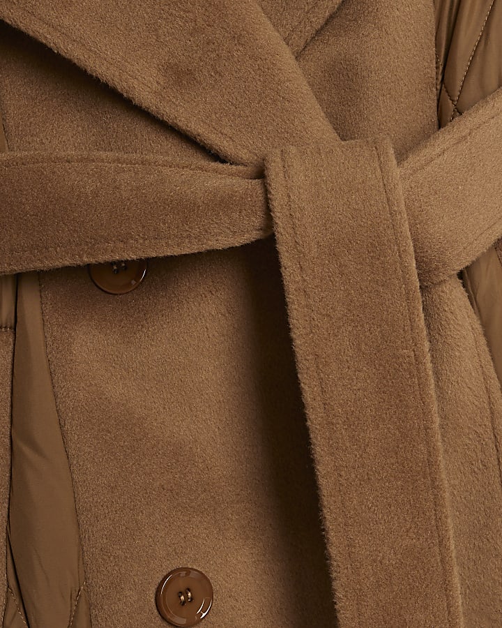 Brown Hybrid Longline Padded Coat