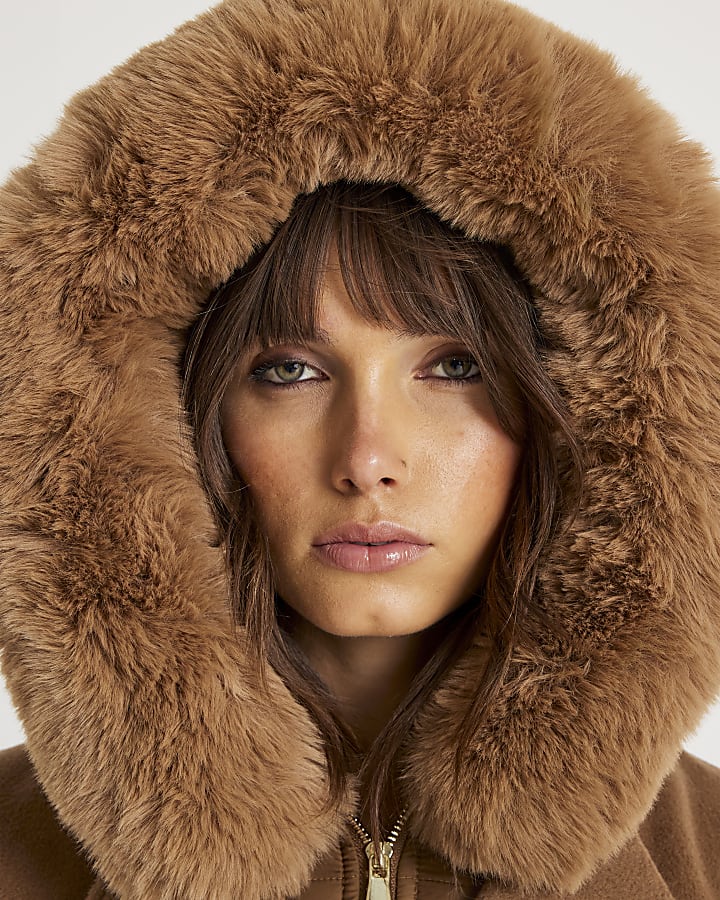 Brown Hybrid Longline Padded Coat