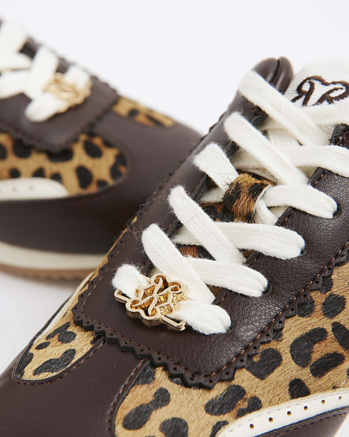 Brown Leopard Print Retro Trainers