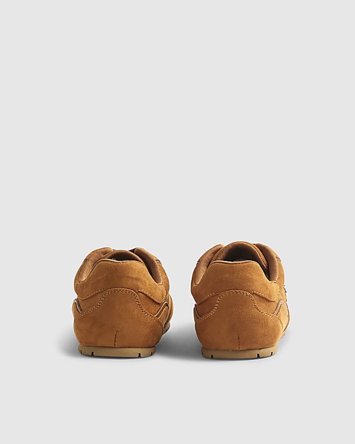 Beige Lace Up Trainers
