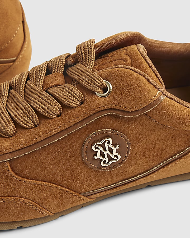 Beige Lace Up Trainers