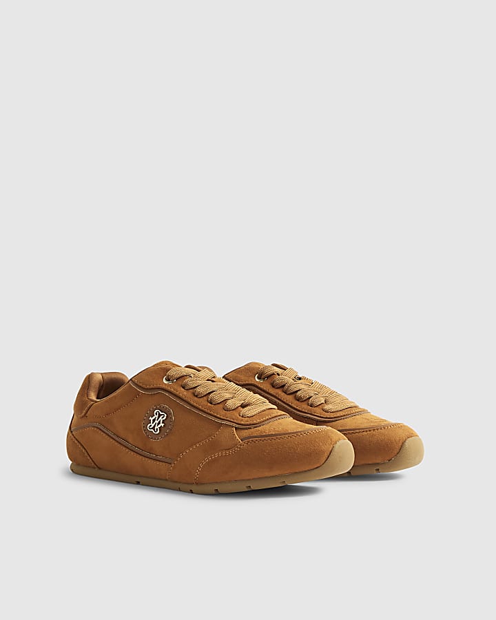 Beige Lace Up Trainers