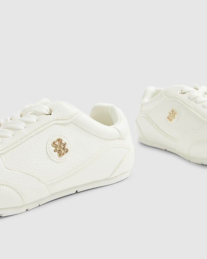 White Lace Up Branded Trainers