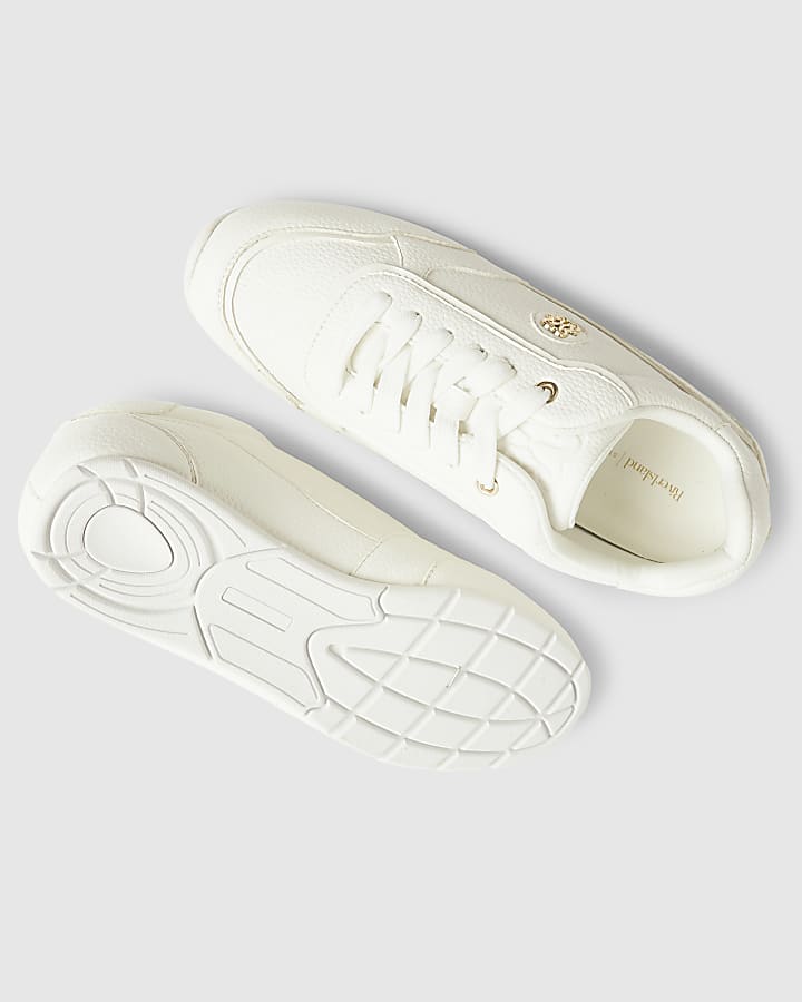 White Lace Up Branded Trainers