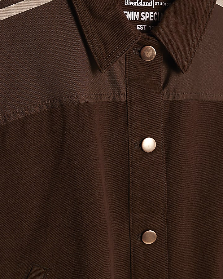 Brown Long Sleeve Hybrid Denim Jacket