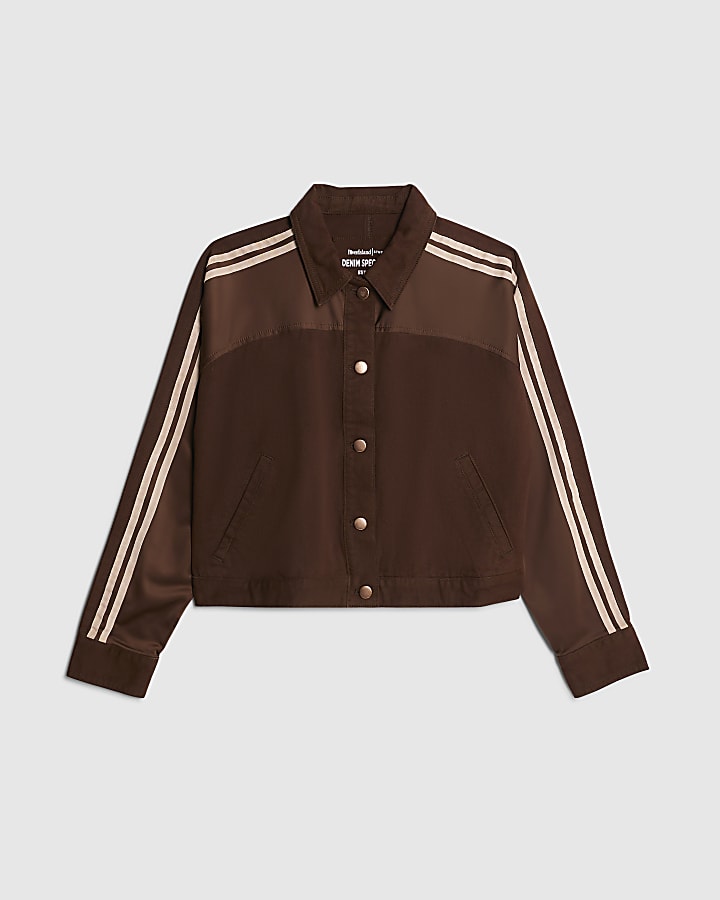 Brown Long Sleeve Hybrid Denim Jacket