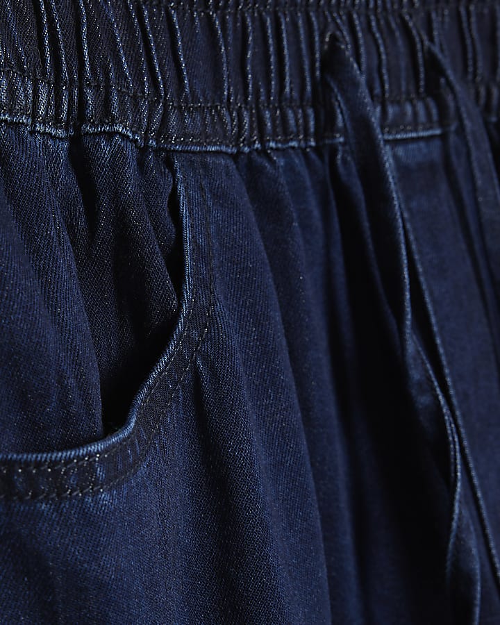 Indigo Dark Blue Wide Leg Pyjama Style Jeans