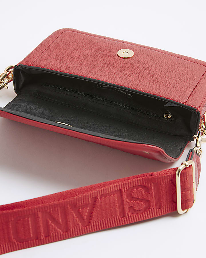 Red Embossed Flap Cherry Cross Body Bag