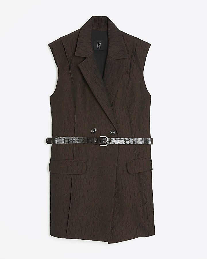 RI Studio Brown Sleeveless Blazer