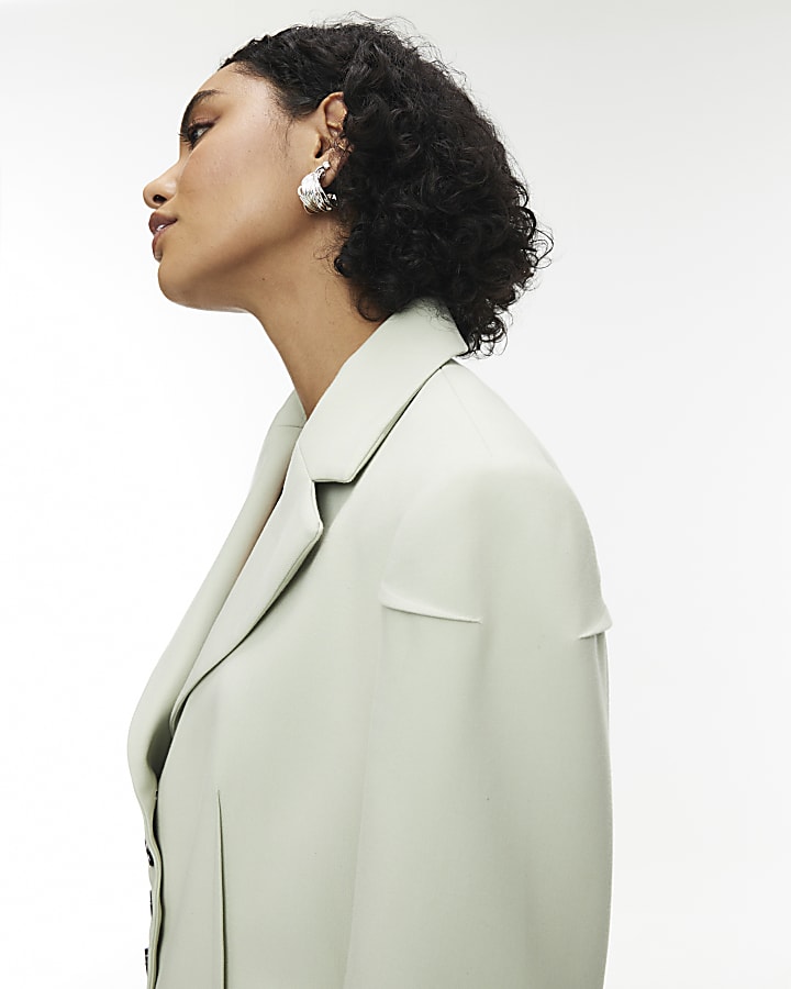 RI Studio Green Cinched Waist Blazer