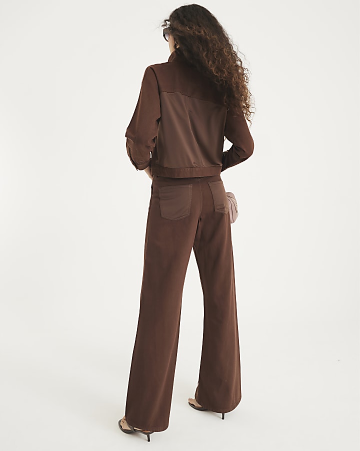 Brown Relaxed Straight Leg Hybrid Jeans