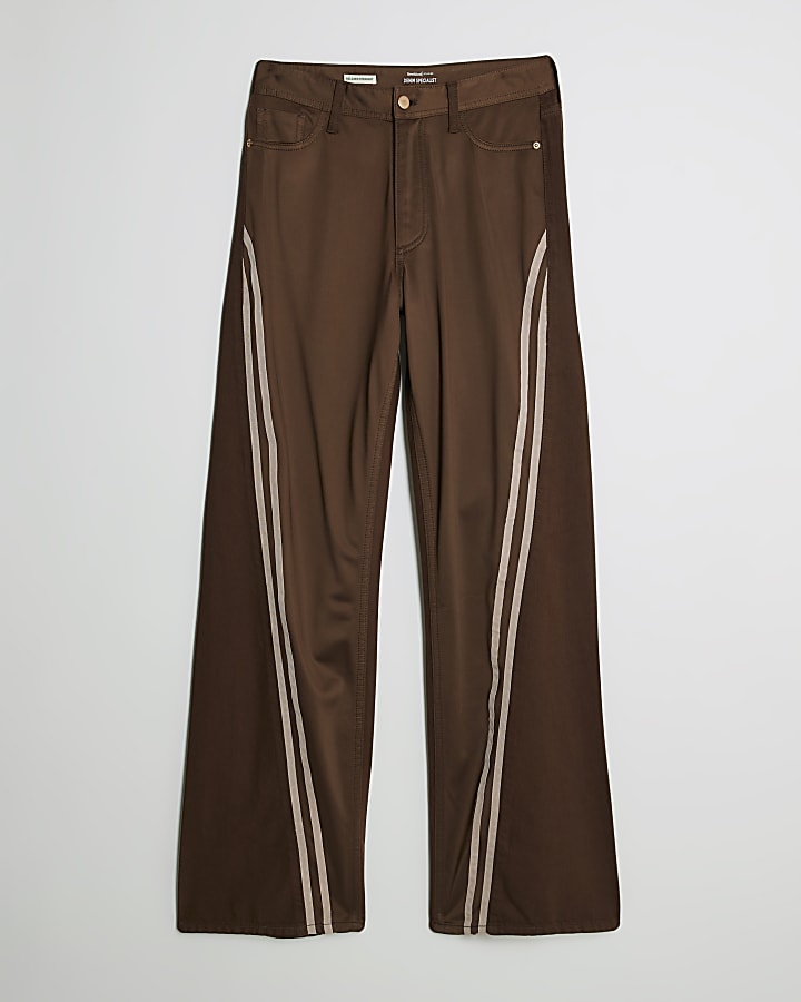 Brown Relaxed Straight Leg Hybrid Jeans