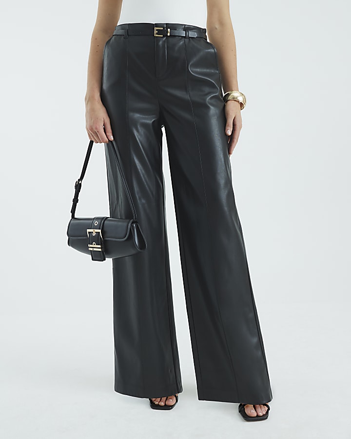 Black Belted Wide Leg Trousers