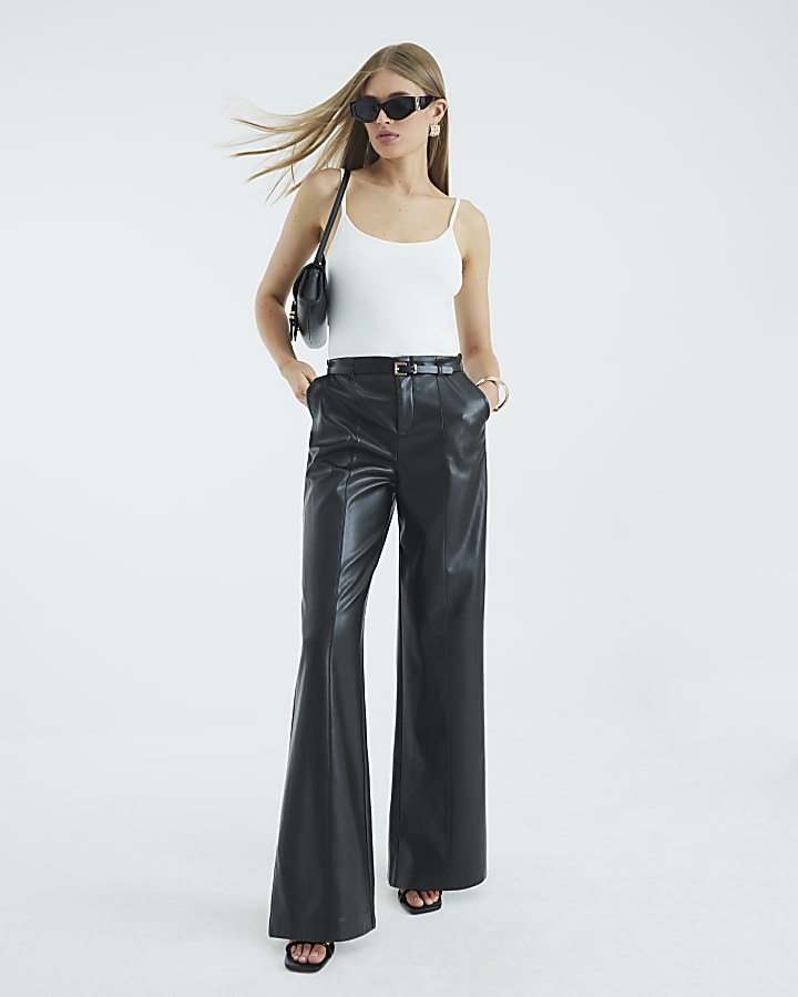 Black Belted Wide Leg Trousers