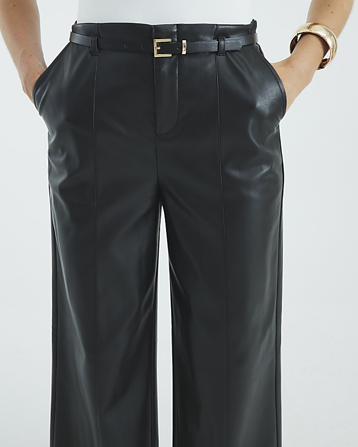 Black Belted Wide Leg Trousers