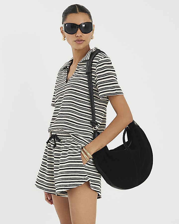 Cream Stripe Shorts