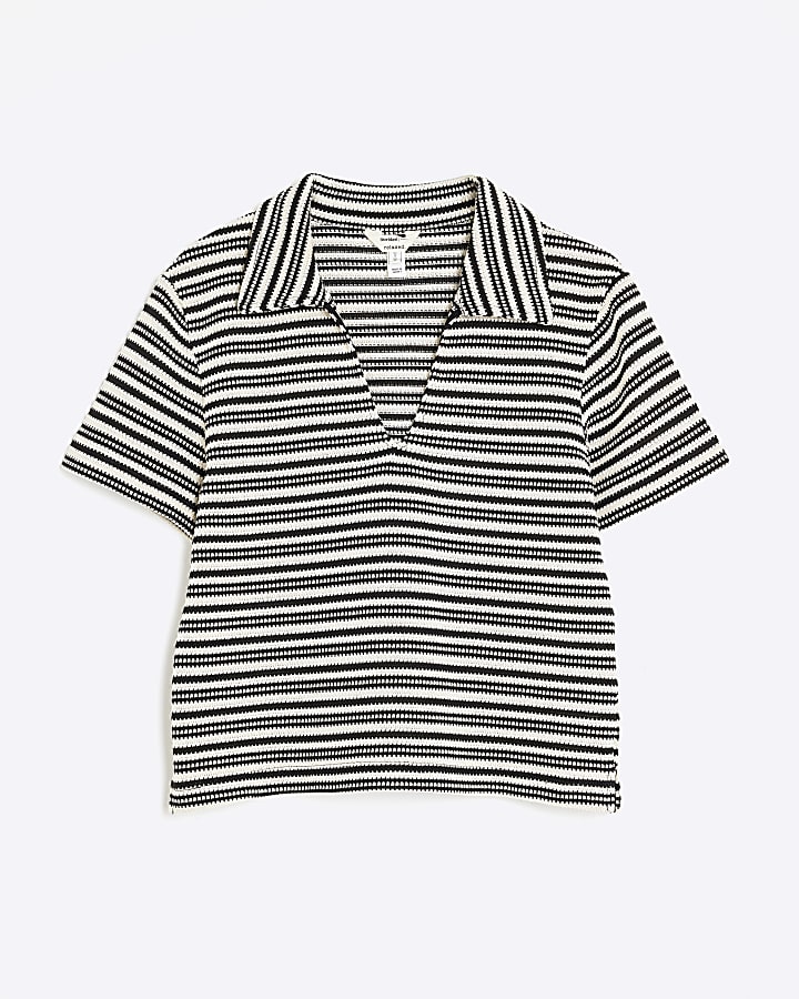 Cream Short Sleeve Stripe Polo Shirt