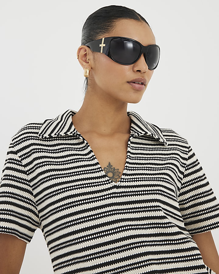 Cream Short Sleeve Stripe Polo Shirt