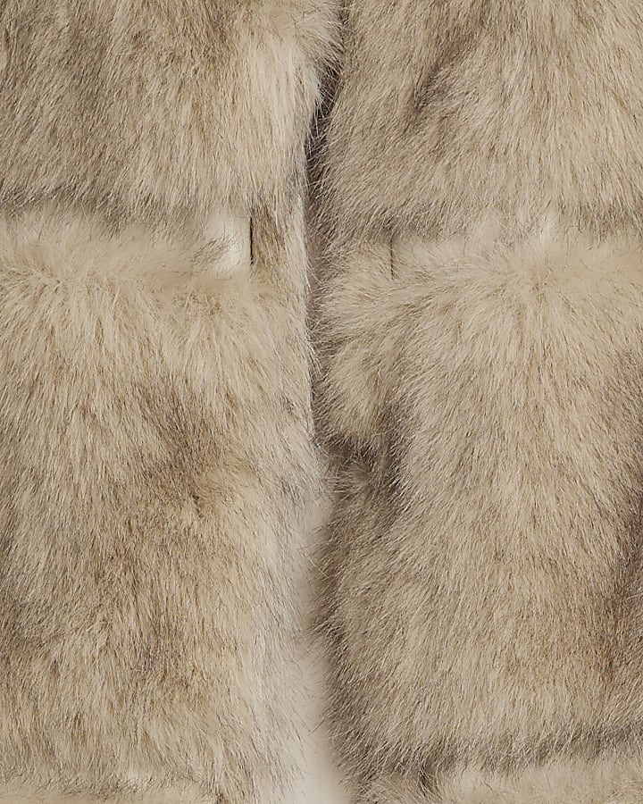 Cream Panelled Faux Fur Coat