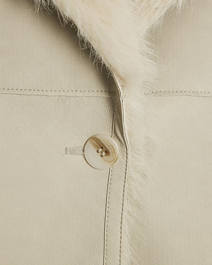 Cream Faux Shearling Lined Jacket