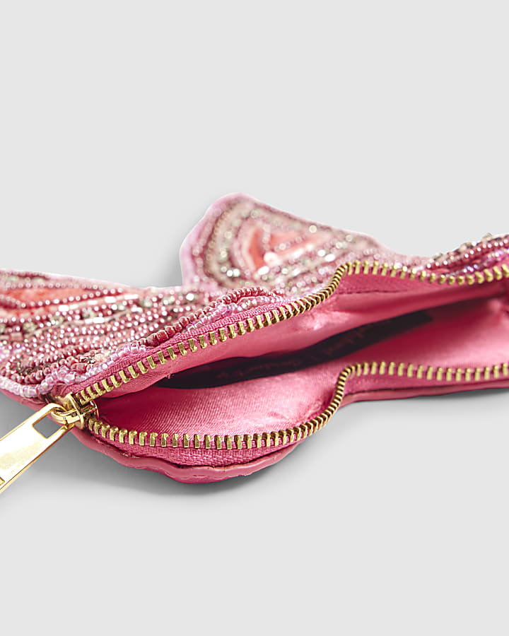 Pink Beaded Bow Purse