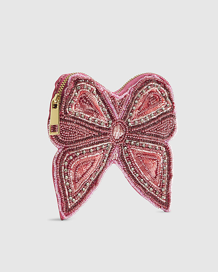 Pink Beaded Bow Purse