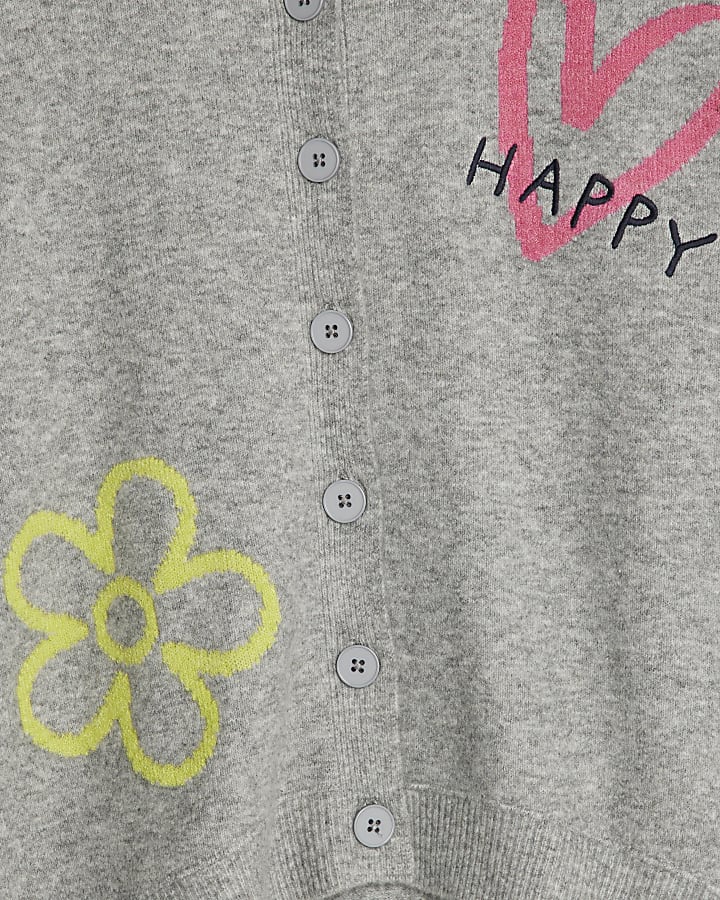 Grey Knitted Happy Cardigan