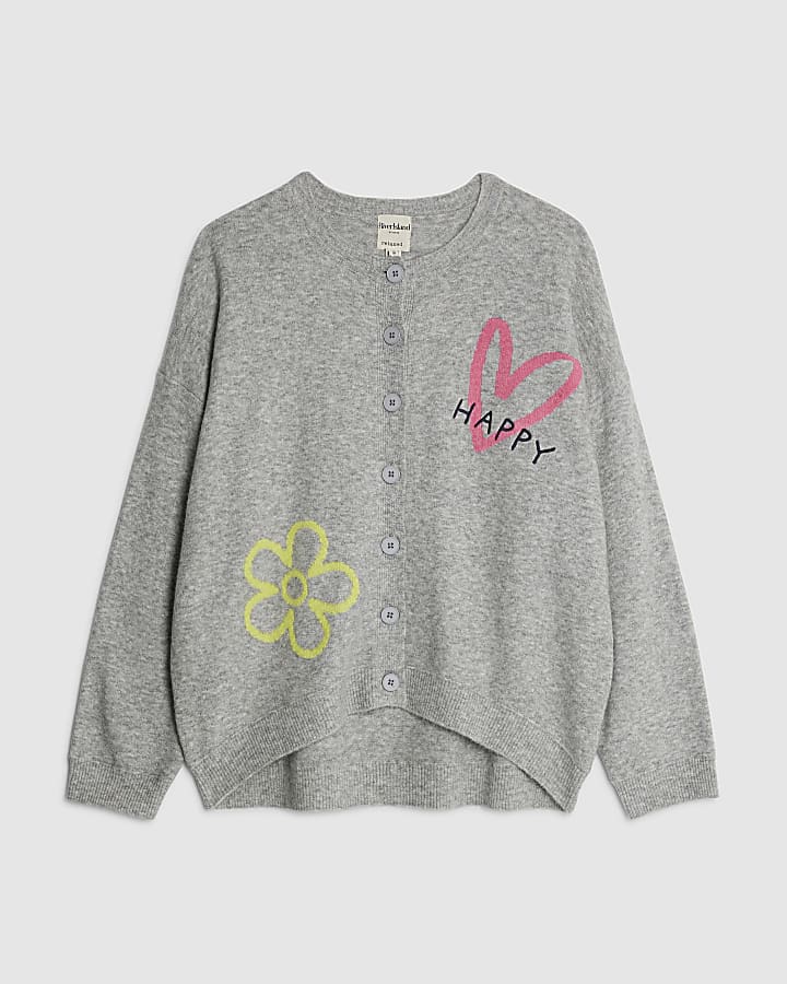 Grey Knitted Happy Cardigan