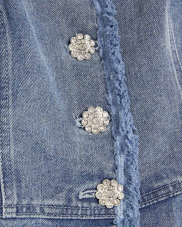 Blue Denim Short Sleeve Peplum Jacket