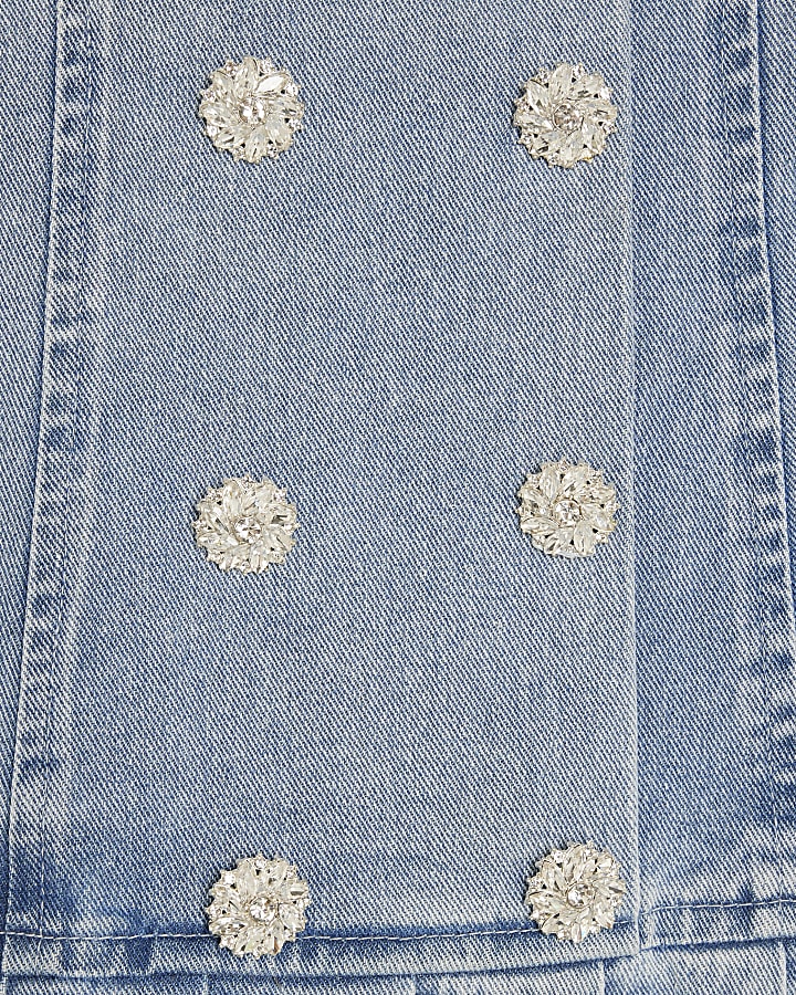 Blue Denim Bandeau Mini Dress
