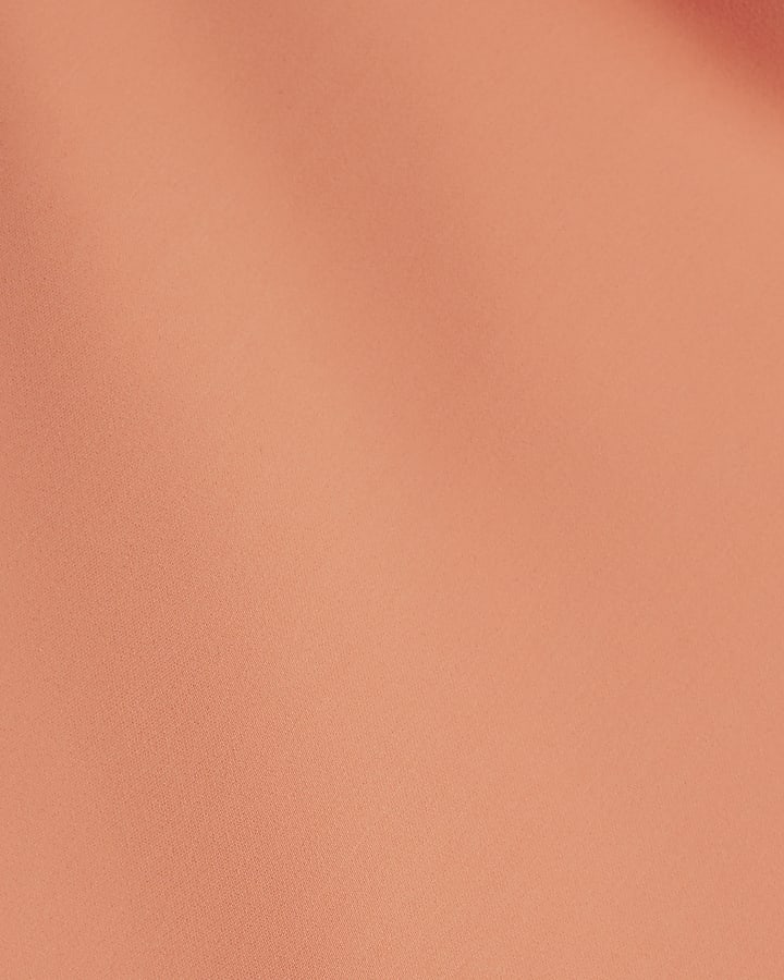 Coral Satin Cowl Neck Cami Top