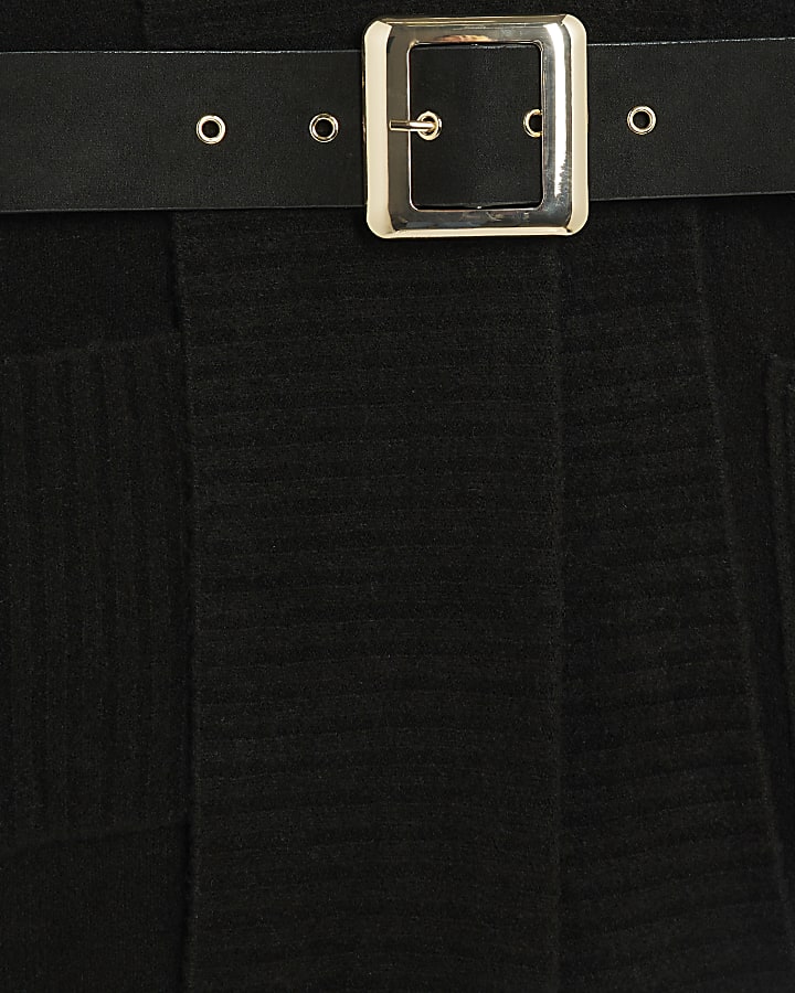 Black Knitted Belted Maxi Cardigan