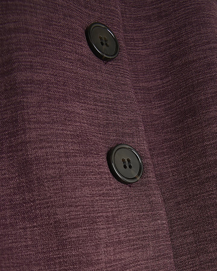 Petite Purple High Neck Fitted Waistcoat