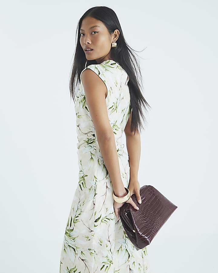 Petite Cream Floral Cowl Neck Maxi Dress