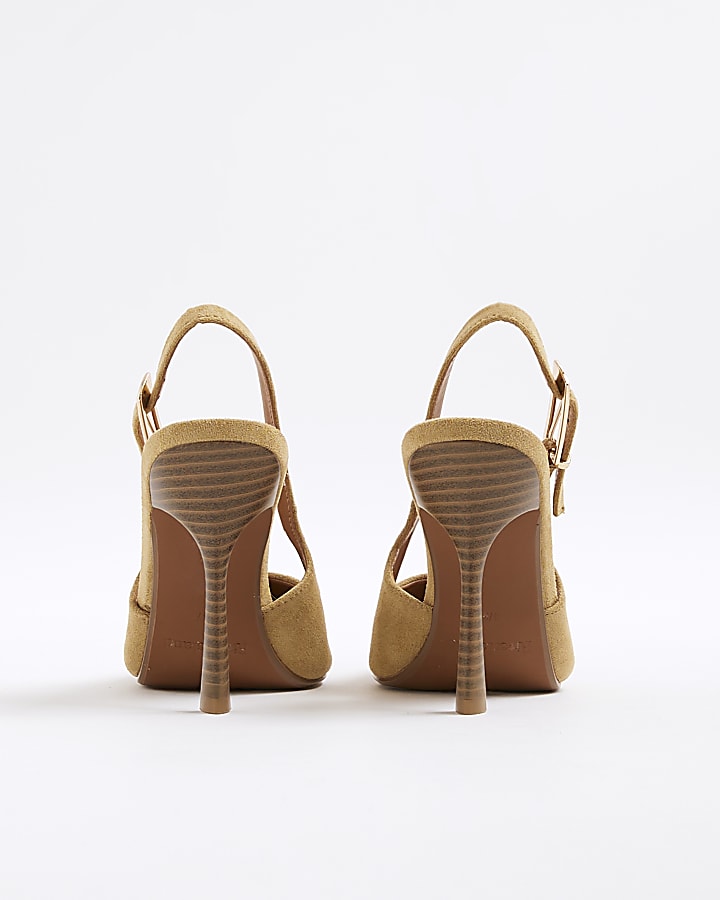 Beige Slingback Buckled Court Heels