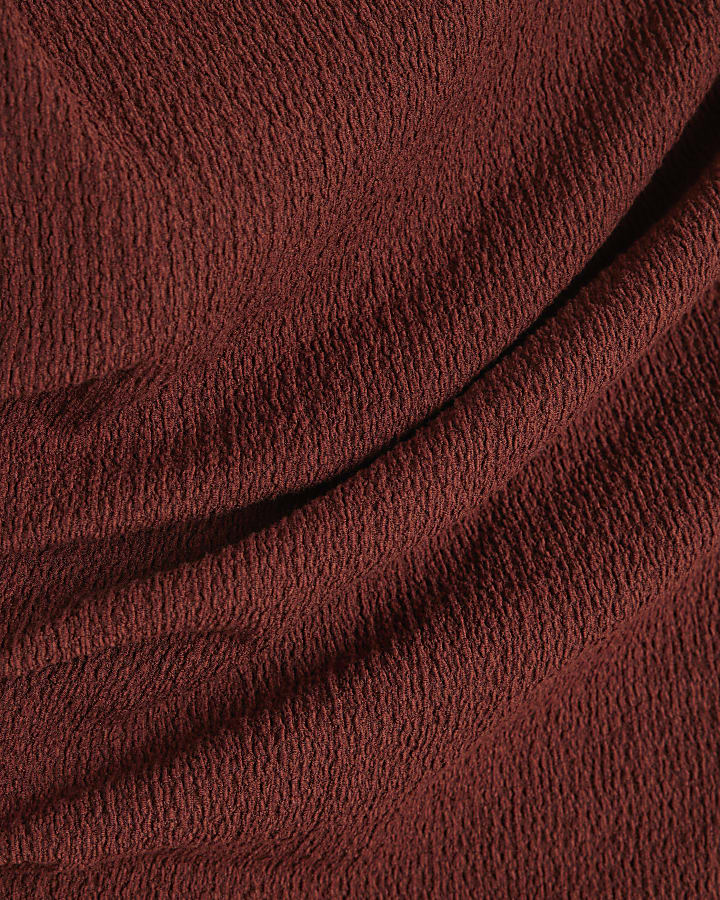 Brown Drape Textured Top
