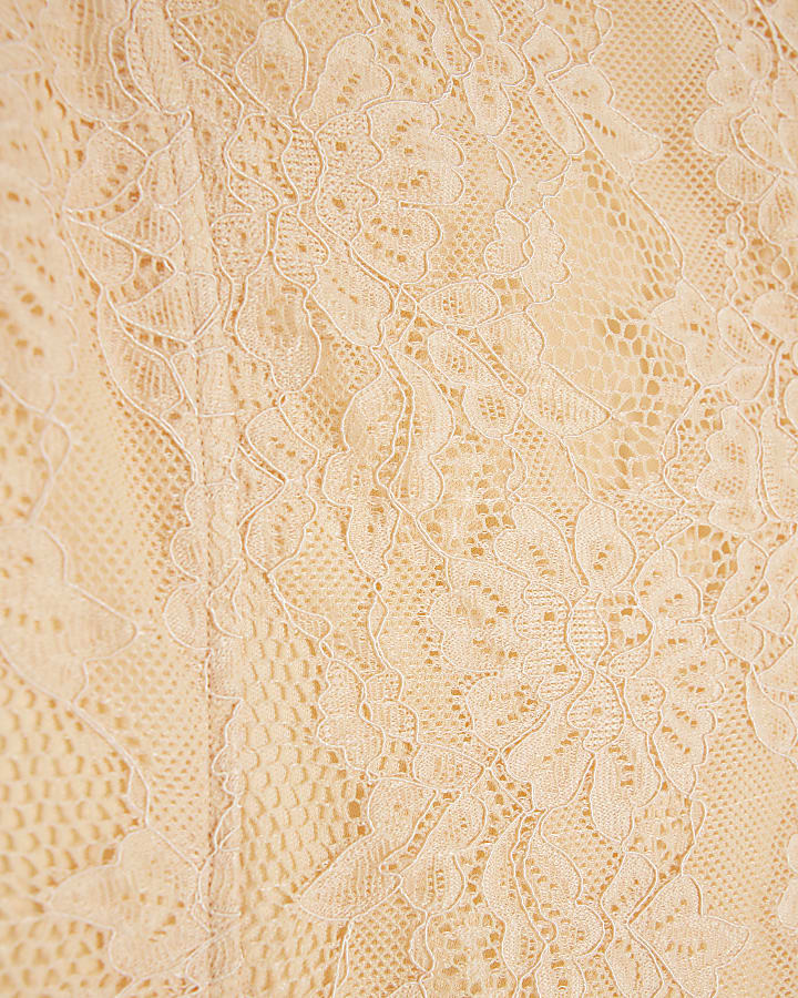 Orange Short Sleeve Lace Ruffle Bodysuit