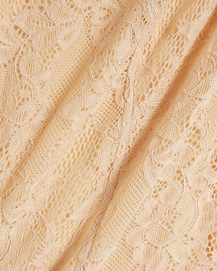 Orange Lace Ruffle Sleeve Mini Dress