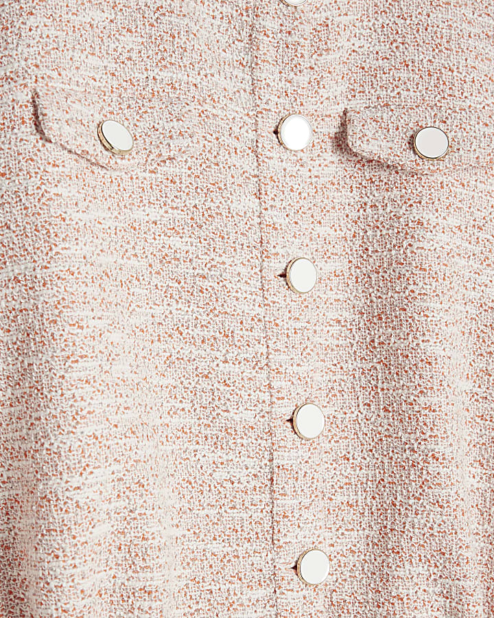 Coral Boucle Sleeveless Jacket