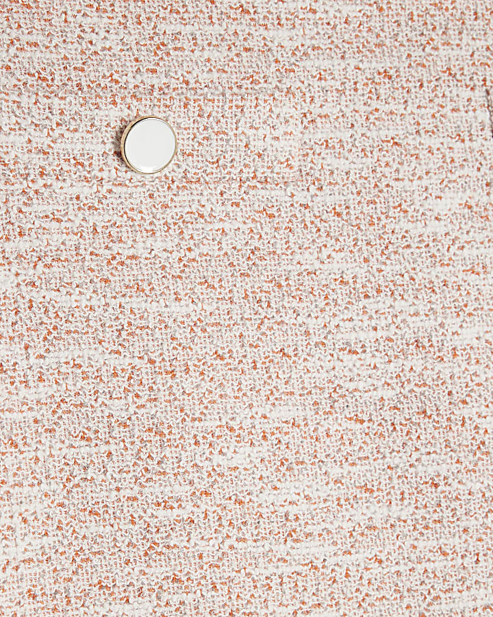 Coral Boucle Midi Pencil Skirt