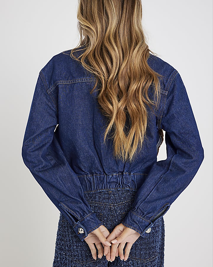 Blue Denim Long Sleeve Borg Panel Jacket