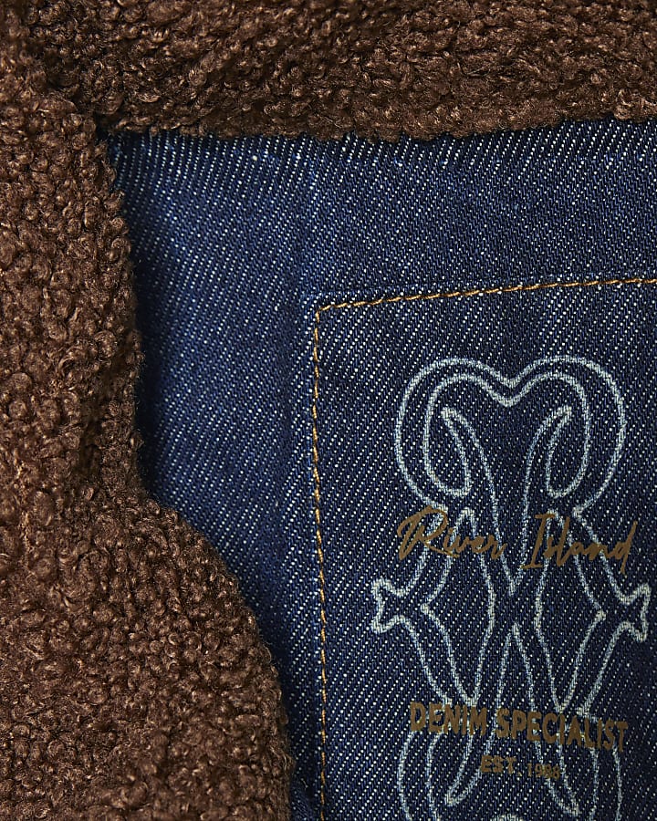 Blue Denim Long Sleeve Borg Panel Jacket