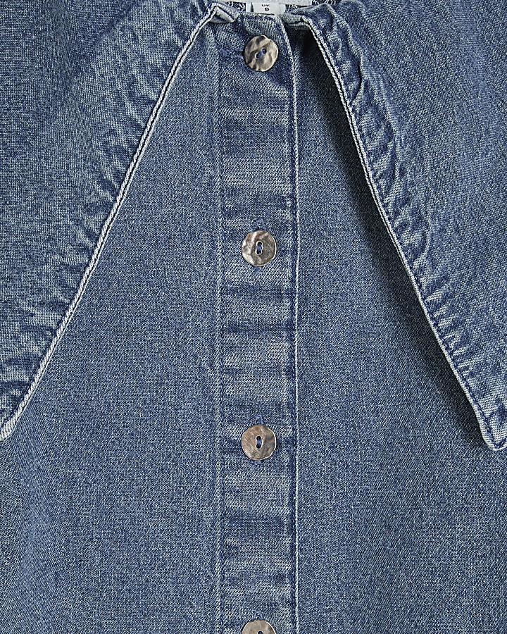 Blue Denim Long Sleeve Collared Shirt