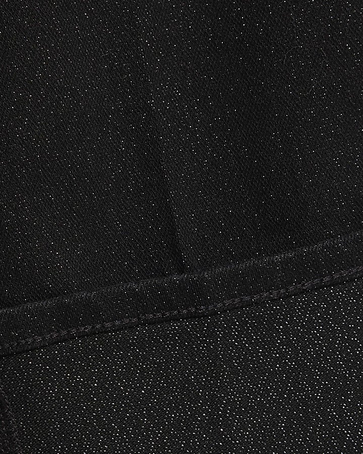 Black Glitter Turn up Cuff Slim Jeans