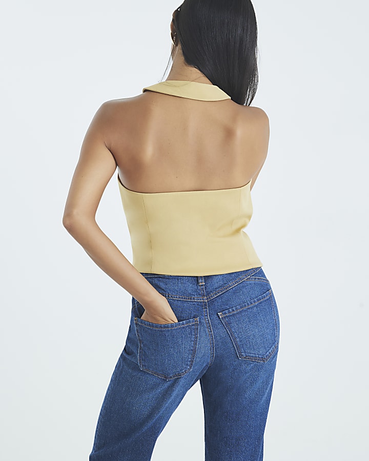 Petite Blue High Rise Mom Jeans