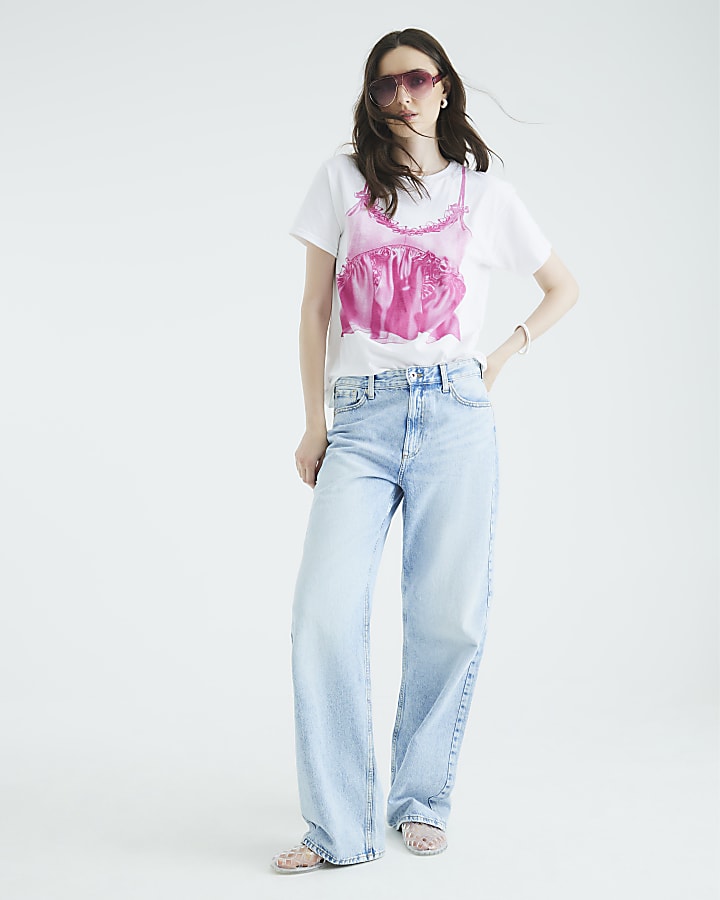White Short Sleeve Cami Bow T-shirt
