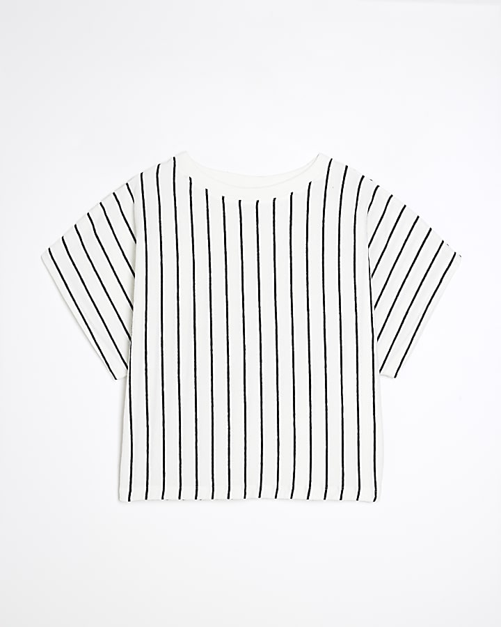 White Short Sleeve Stripe T-shirt