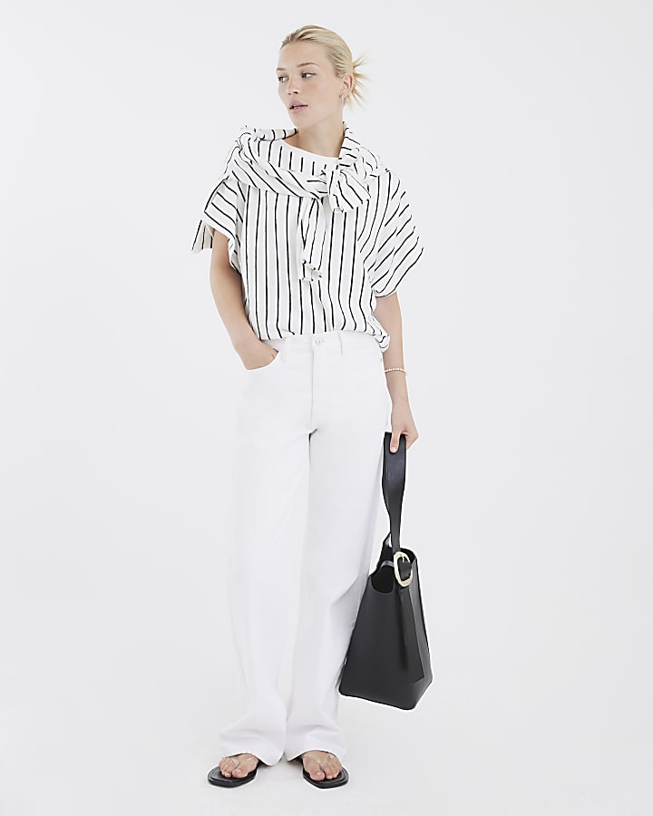 White Short Sleeve Stripe T-shirt