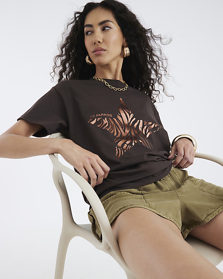Brown Zebra Star T-Shirt