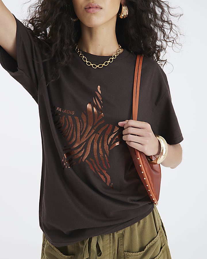 Brown Zebra Star T-Shirt